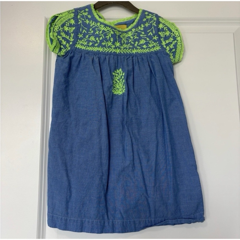 Roberta Roller Rabbit chambray dress with neon embroidery  girls size 4